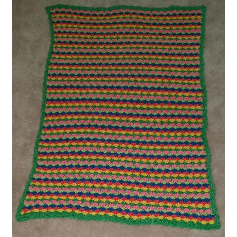 VTG Handmade Knit Blanket 45